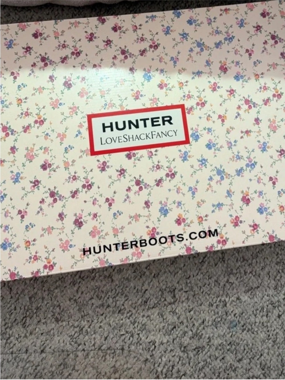 ✨🎀LoveShackFancy X Hunter Floral Rain Boots Cream/white/Pink & Blue Flower - Picture 13 of 14